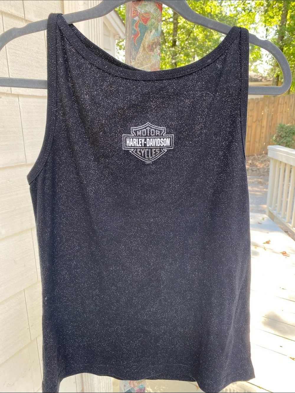 Harley-Davidson Black Sparkle Women's Tank Top with White Logo - Myrtle Beach SC